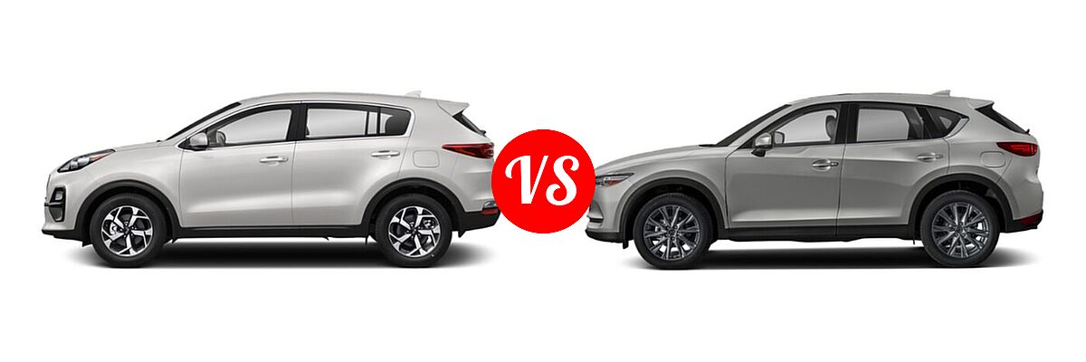 2020 Kia Sportage SUV EX / LX / S / SX Turbo vs. 2020 Mazda CX-5 SUV Grand Touring - Side Comparison