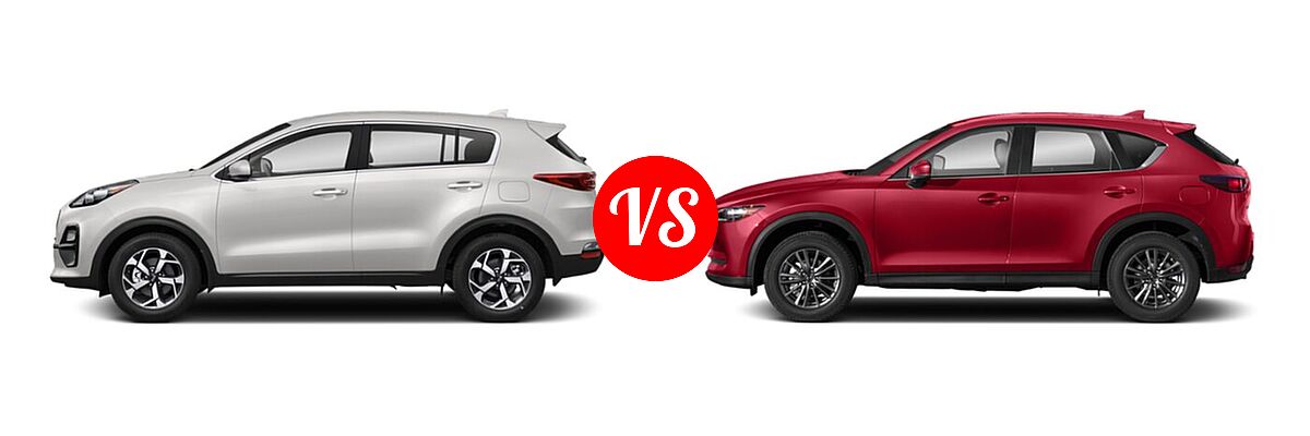 2020 Kia Sportage SUV EX / LX / S / SX Turbo vs. 2020 Mazda CX-5 SUV Signature - Side Comparison