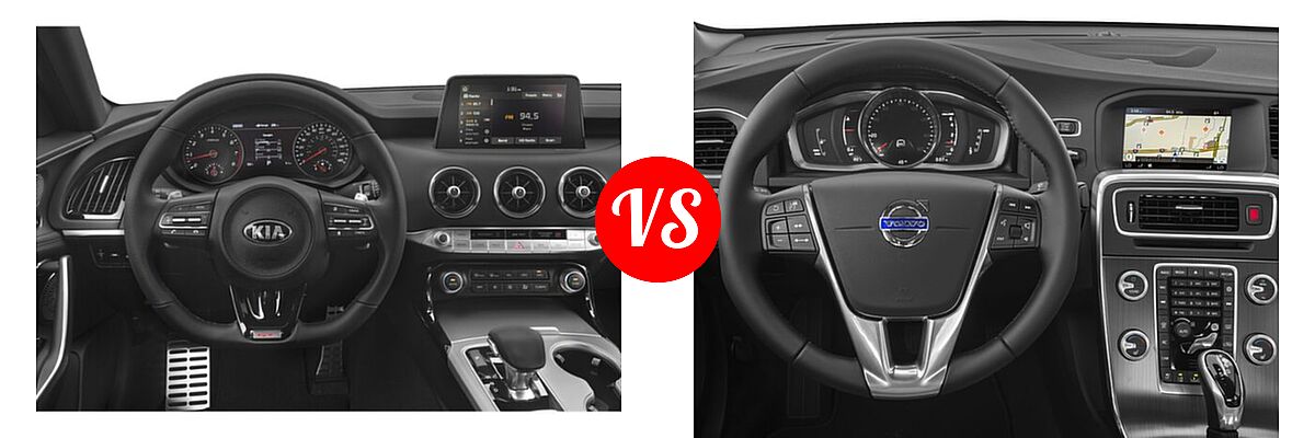 2020 Kia Stinger Sedan GT / GT-Line / GT1 / GT2 vs. 2018 Volvo S60 Cross Country Sedan T5 AWD - Dashboard Comparison