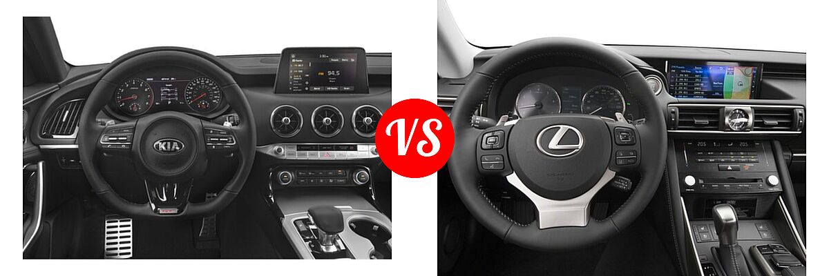 2020 Kia Stinger Sedan GT / GT-Line / GT1 / GT2 vs. 2018 Lexus IS 350 Sedan IS 350 - Dashboard Comparison