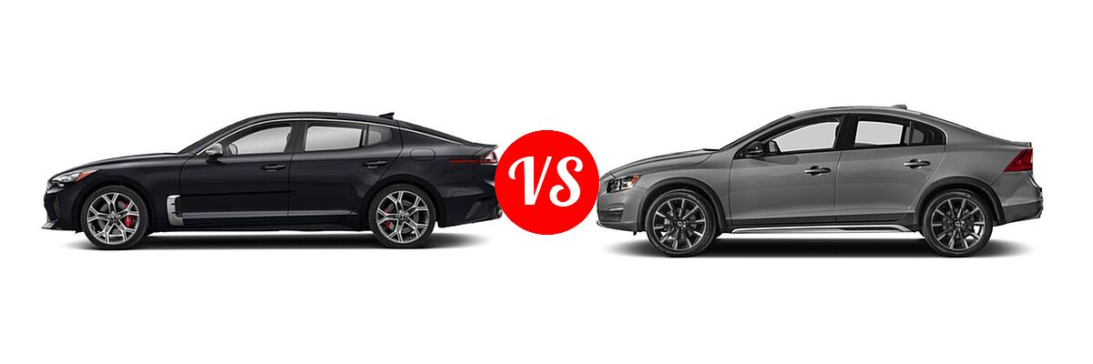 2020 Kia Stinger Sedan GT / GT-Line / GT1 / GT2 vs. 2018 Volvo S60 Cross Country Sedan T5 AWD - Side Comparison