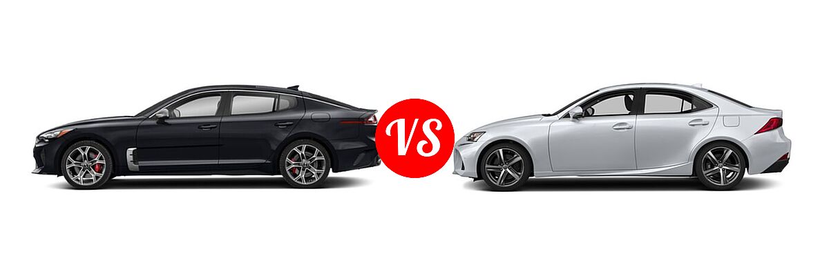 2020 Kia Stinger Sedan GT / GT-Line / GT1 / GT2 vs. 2018 Lexus IS 350 Sedan IS 350 - Side Comparison