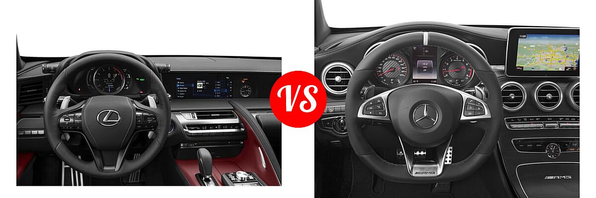 2020 Lexus LC 500h Coupe Hybrid LC 500h vs. 2018 Mercedes-Benz C-Class AMG C 63 S Coupe AMG C 63 S - Dashboard Comparison