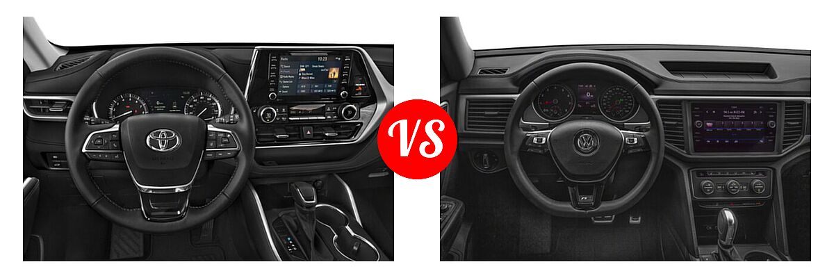 2020 Toyota Highlander SUV XLE vs. 2020 Volkswagen Atlas SUV 3.6L V6 SE w/Technology R-Line / 3.6L V6 SEL R-Line - Dashboard Comparison