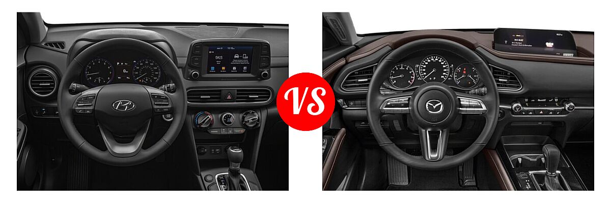 2020 Hyundai Kona SUV SE / SEL / SEL Plus vs. 2020 Mazda CX-30 SUV Premium Package - Dashboard Comparison