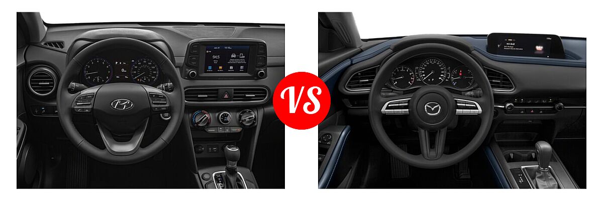 2020 Hyundai Kona SUV SE / SEL / SEL Plus vs. 2020 Mazda CX-30 SUV AWD - Dashboard Comparison