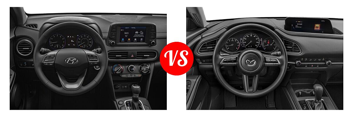 2020 Hyundai Kona SUV SE / SEL / SEL Plus vs. 2020 Mazda CX-30 SUV FWD - Dashboard Comparison