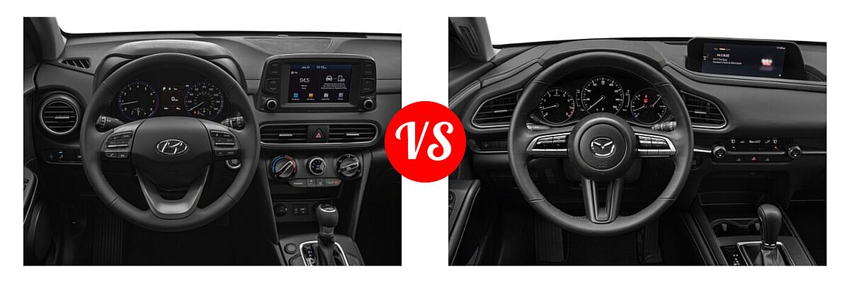 2020 Hyundai Kona SUV SE / SEL / SEL Plus vs. 2020 Mazda CX-30 SUV Select Package - Dashboard Comparison