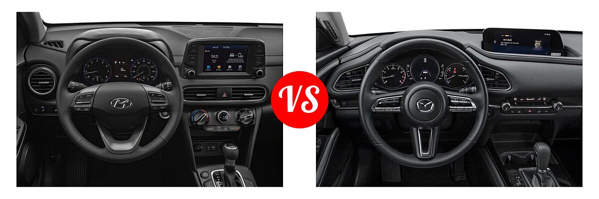 2020 Hyundai Kona SUV SE / SEL / SEL Plus vs. 2020 Mazda CX-30 SUV Preferred Package - Dashboard Comparison