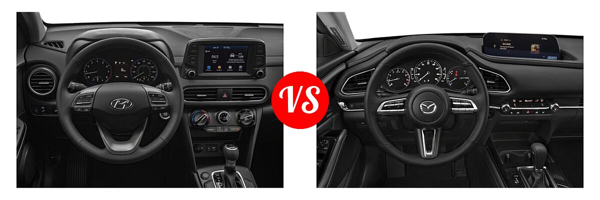 2020 Hyundai Kona SUV SE / SEL / SEL Plus vs. 2020 Mazda CX-30 SUV Premium Package - Dashboard Comparison