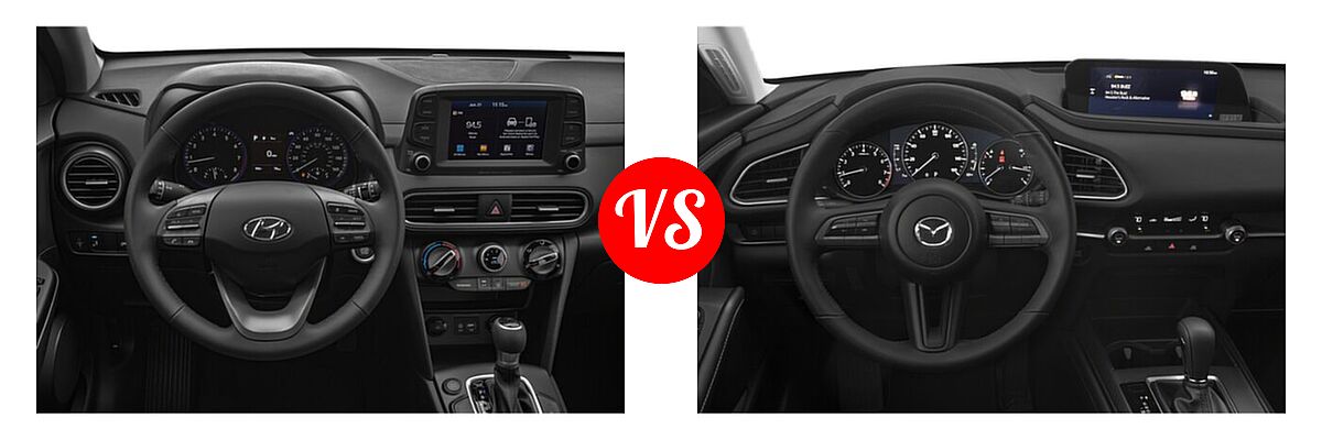 2020 Hyundai Kona SUV SE / SEL / SEL Plus vs. 2020 Mazda CX-30 SUV Select Package - Dashboard Comparison
