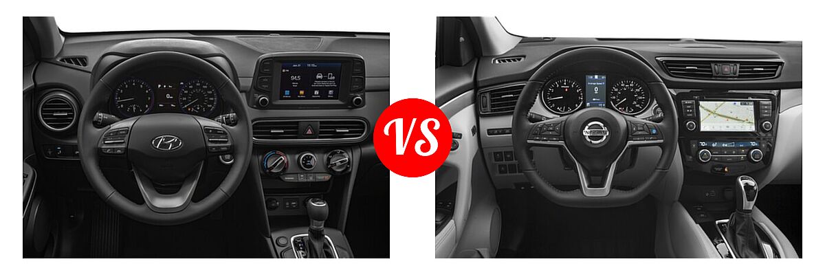 2020 Hyundai Kona SUV SE / SEL / SEL Plus vs. 2020 Nissan Rogue Sport SUV SL - Dashboard Comparison