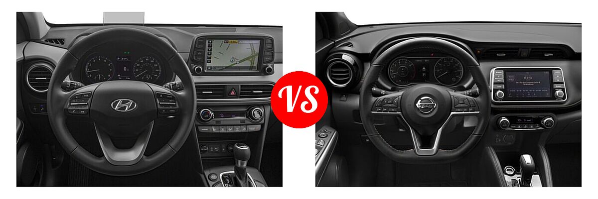 2020 Hyundai Kona SUV Limited / Ultimate vs. 2020 Nissan Kicks SUV SR - Dashboard Comparison