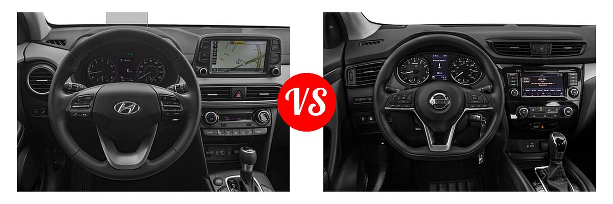 2020 Hyundai Kona SUV Limited / Ultimate vs. 2020 Nissan Rogue Sport SUV S / SV - Dashboard Comparison