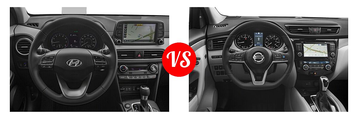 2020 Hyundai Kona SUV Limited / Ultimate vs. 2020 Nissan Rogue Sport SUV SL - Dashboard Comparison