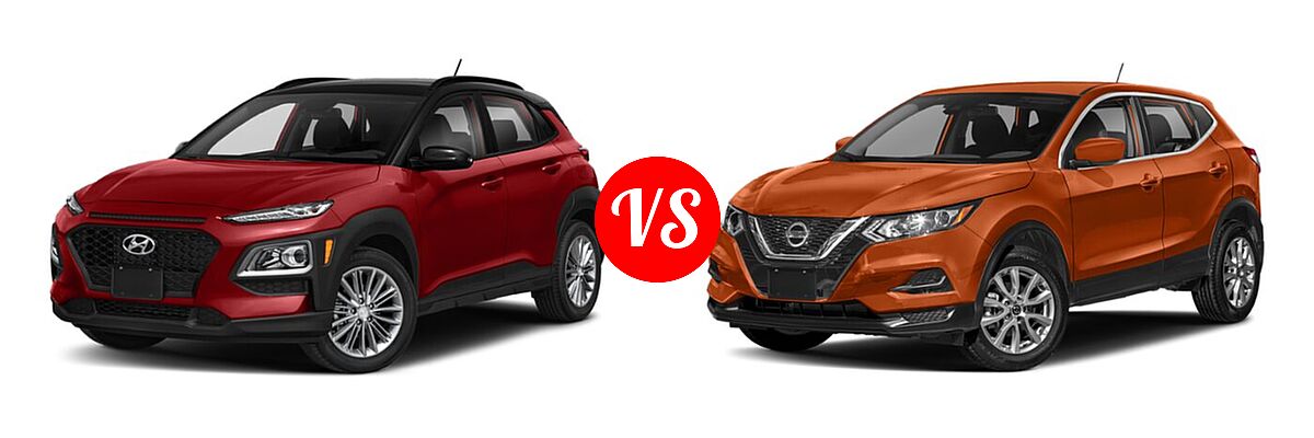 2020 Hyundai Kona SUV SE / SEL / SEL Plus vs. 2020 Nissan Rogue Sport SUV S / SV - Front Left Comparison