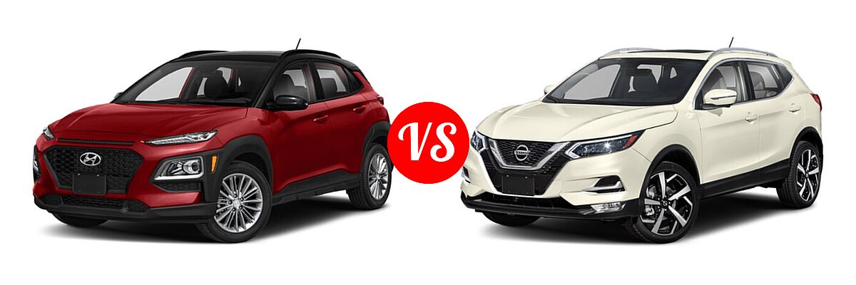 2020 Hyundai Kona SUV SE / SEL / SEL Plus vs. 2020 Nissan Rogue Sport SUV SL - Front Left Comparison