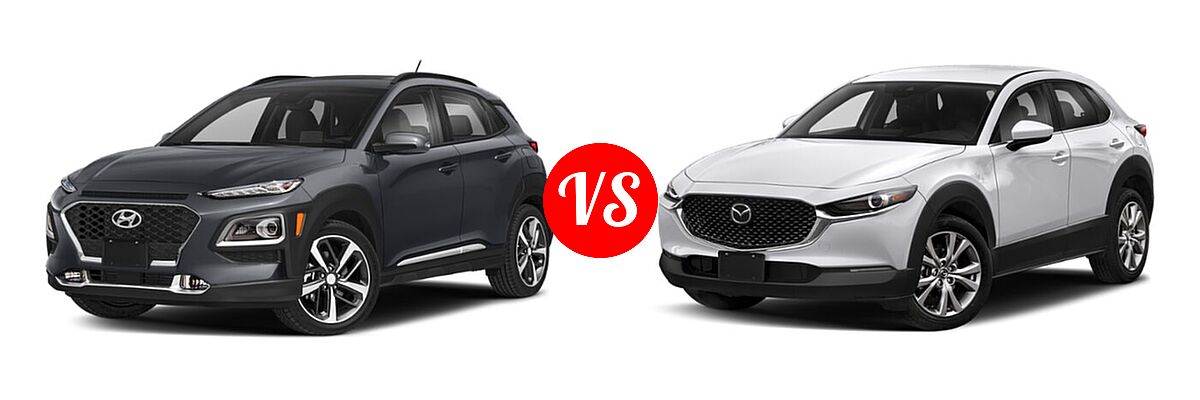 2020 Hyundai Kona SUV Limited / Ultimate vs. 2020 Mazda CX-30 SUV Select Package - Front Left Comparison