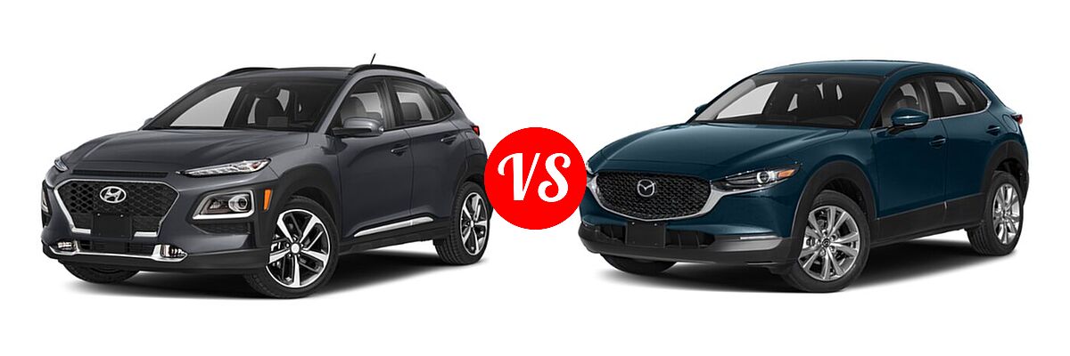 2020 Hyundai Kona SUV Limited / Ultimate vs. 2020 Mazda CX-30 SUV Select Package - Front Left Comparison