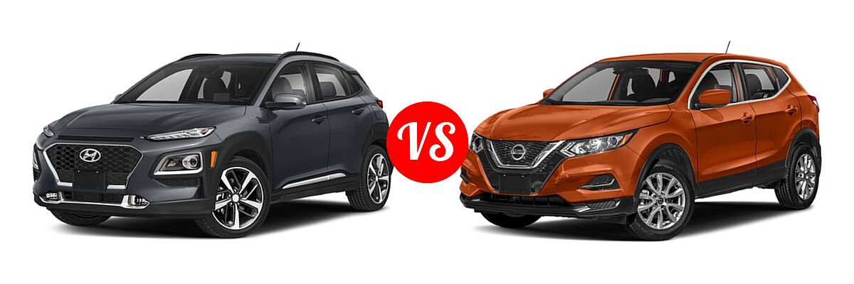 2020 Hyundai Kona SUV Limited / Ultimate vs. 2020 Nissan Rogue Sport SUV S / SV - Front Left Comparison