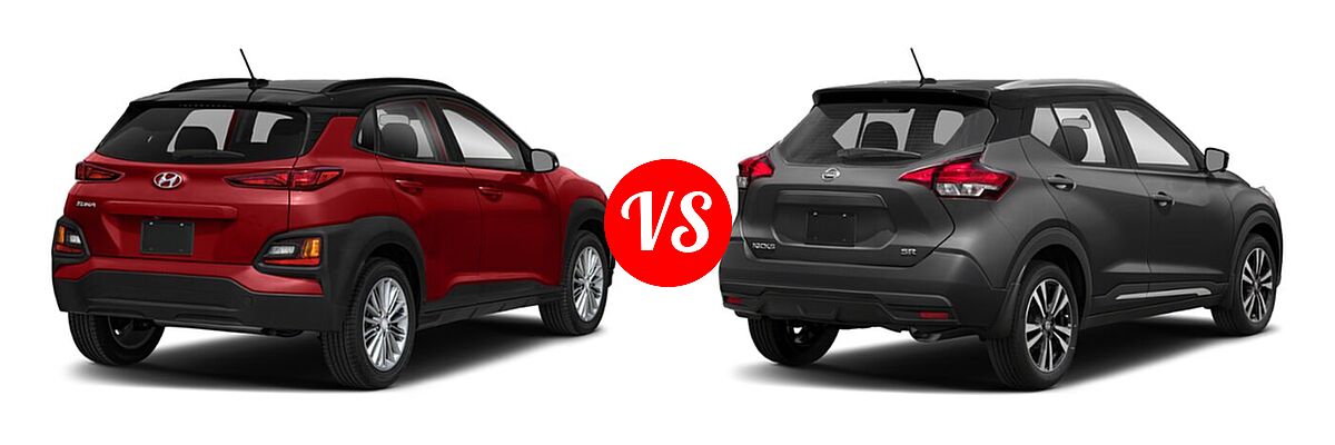 2020 Hyundai Kona SUV SE / SEL / SEL Plus vs. 2020 Nissan Kicks SUV SR - Rear Right Comparison