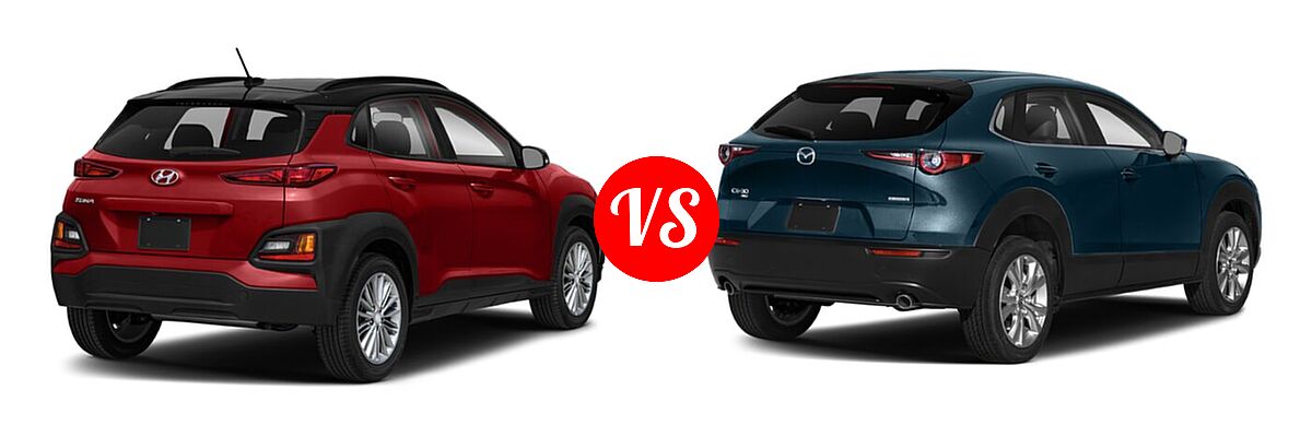 2020 Hyundai Kona SUV SE / SEL / SEL Plus vs. 2020 Mazda CX-30 SUV Select Package - Rear Right Comparison