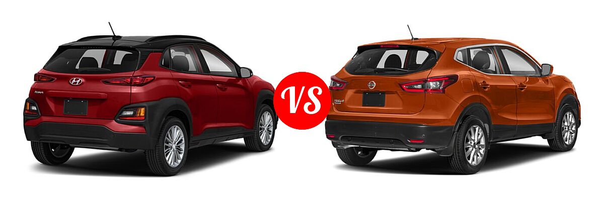 2020 Hyundai Kona SUV SE / SEL / SEL Plus vs. 2020 Nissan Rogue Sport SUV S / SV - Rear Right Comparison