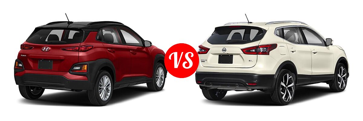 2020 Hyundai Kona SUV SE / SEL / SEL Plus vs. 2020 Nissan Rogue Sport SUV SL - Rear Right Comparison