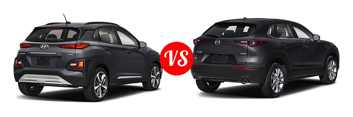 2020 Hyundai Kona SUV Limited / Ultimate vs. 2020 Mazda CX-30 SUV Preferred Package - Rear Right Comparison