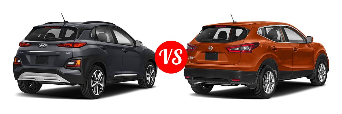 2020 Hyundai Kona SUV Limited / Ultimate vs. 2020 Nissan Rogue Sport SUV S / SV - Rear Right Comparison