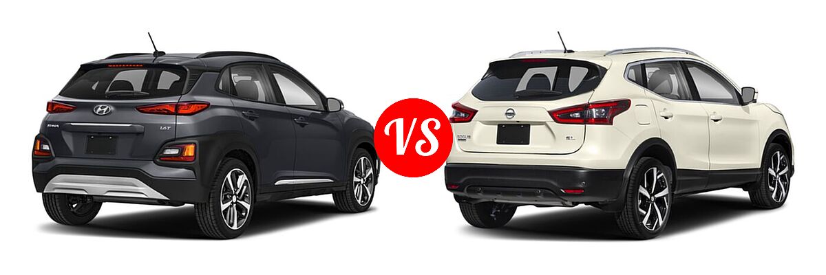 2020 Hyundai Kona SUV Limited / Ultimate vs. 2020 Nissan Rogue Sport SUV SL - Rear Right Comparison