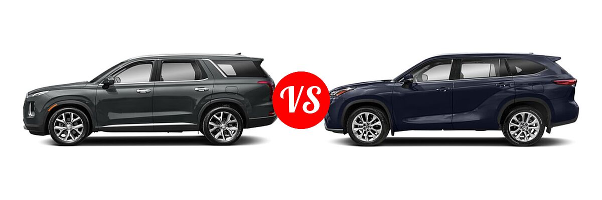2020 Hyundai Palisade SUV SE vs. 2020 Toyota Highlander SUV Limited - Side Comparison