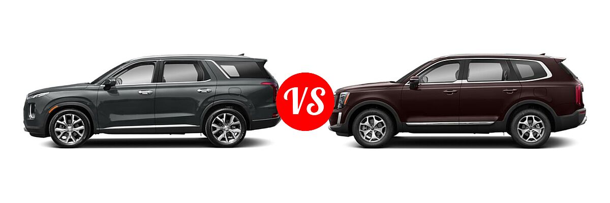 2020 Hyundai Palisade SUV SE vs. 2020 Kia Telluride SUV EX / LX / S / SX - Side Comparison