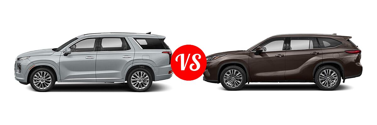 2020 Hyundai Palisade SUV Limited vs. 2020 Toyota Highlander SUV Platinum - Side Comparison