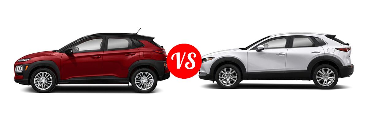 2020 Hyundai Kona SUV SE / SEL / SEL Plus vs. 2020 Mazda CX-30 SUV Select Package - Side Comparison