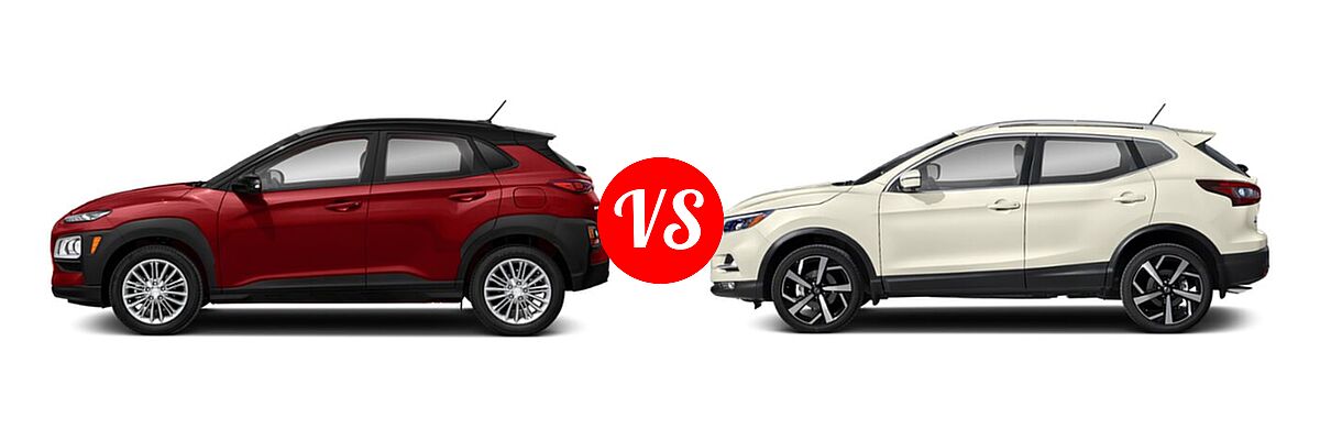 2020 Hyundai Kona SUV SE / SEL / SEL Plus vs. 2020 Nissan Rogue Sport SUV SL - Side Comparison