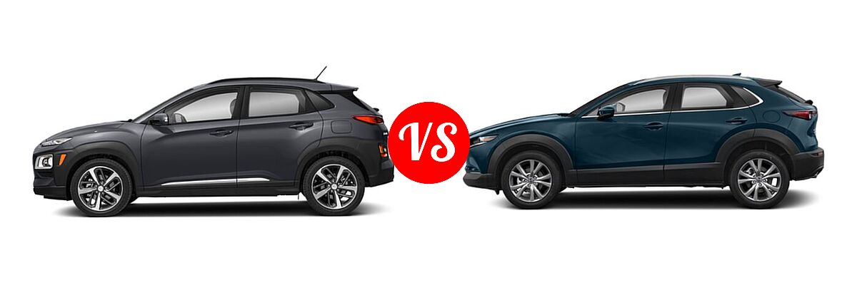 2020 Hyundai Kona SUV Limited / Ultimate vs. 2020 Mazda CX-30 SUV Premium Package - Side Comparison