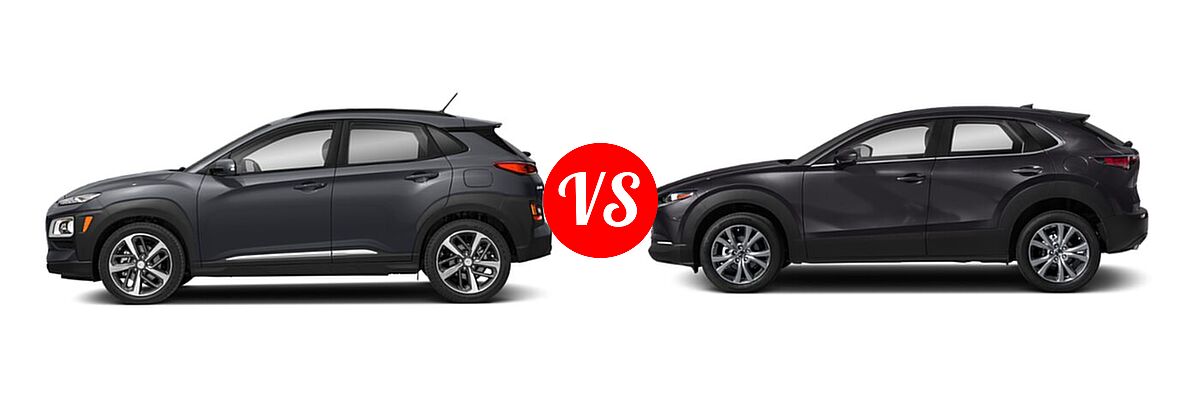 2020 Hyundai Kona SUV Limited / Ultimate vs. 2020 Mazda CX-30 SUV Preferred Package - Side Comparison