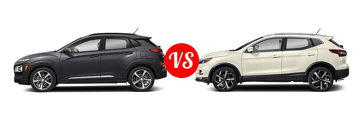 2020 Hyundai Kona SUV Limited / Ultimate vs. 2020 Nissan Rogue Sport SUV SL - Side Comparison