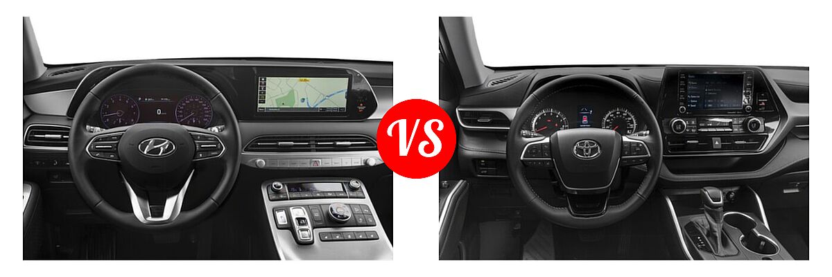 2020 Hyundai Palisade SUV SE vs. 2020 Toyota Highlander SUV L / LE - Dashboard Comparison