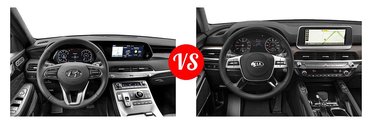 2020 Hyundai Palisade SUV Limited vs. 2020 Kia Telluride SUV EX / LX / S / SX - Dashboard Comparison