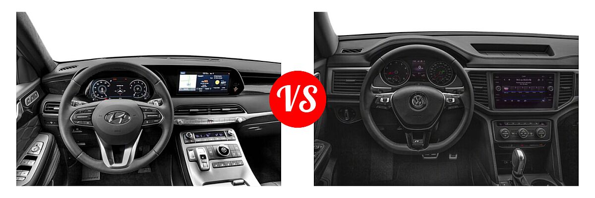 2020 Hyundai Palisade SUV Limited vs. 2020 Volkswagen Atlas SUV 3.6L V6 SE w/Technology R-Line / 3.6L V6 SEL R-Line - Dashboard Comparison