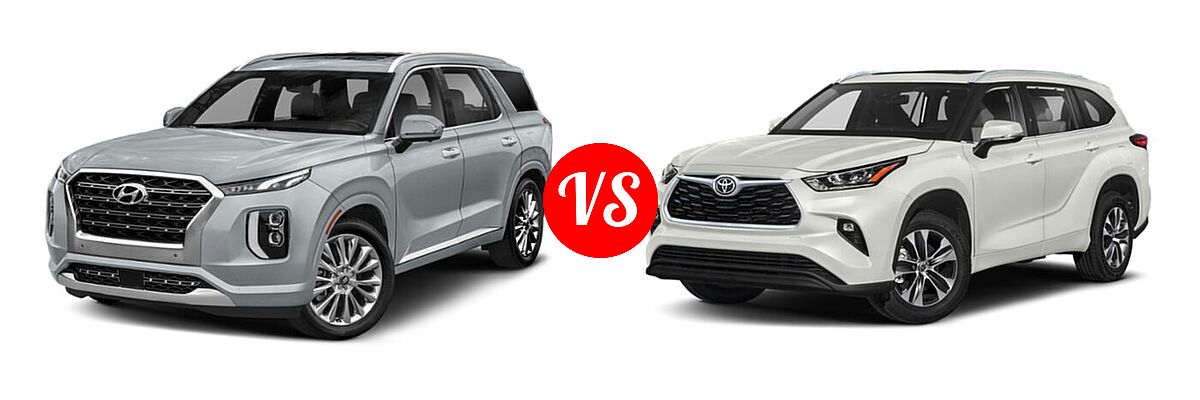 2020 Hyundai Palisade SUV Limited vs. 2020 Toyota Highlander SUV XLE - Front Left Comparison