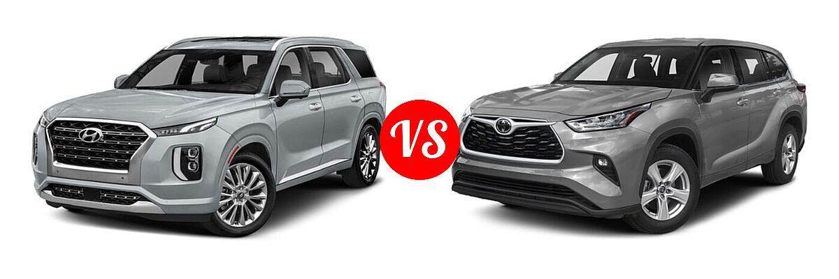 2020 Hyundai Palisade SUV Limited vs. 2020 Toyota Highlander SUV L / LE - Front Left Comparison