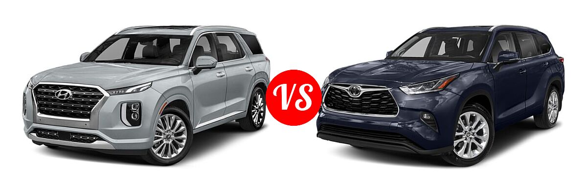 2020 Hyundai Palisade SUV Limited vs. 2020 Toyota Highlander SUV Limited - Front Left Comparison