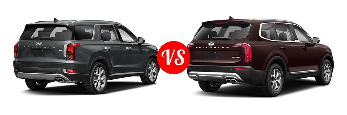 2020 Hyundai Palisade SUV SE vs. 2020 Kia Telluride SUV EX / LX / S / SX - Rear Right Comparison