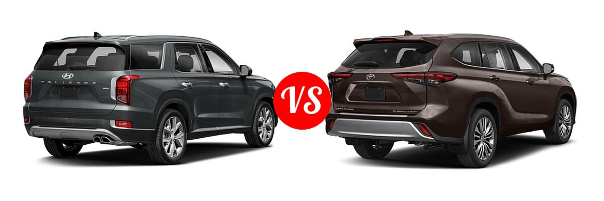 2020 Hyundai Palisade SUV SE vs. 2020 Toyota Highlander SUV Platinum - Rear Right Comparison