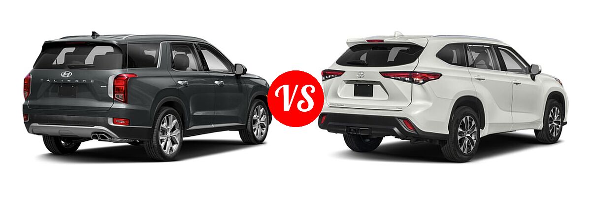 2020 Hyundai Palisade SUV SEL vs. 2020 Toyota Highlander SUV XLE - Rear Right Comparison