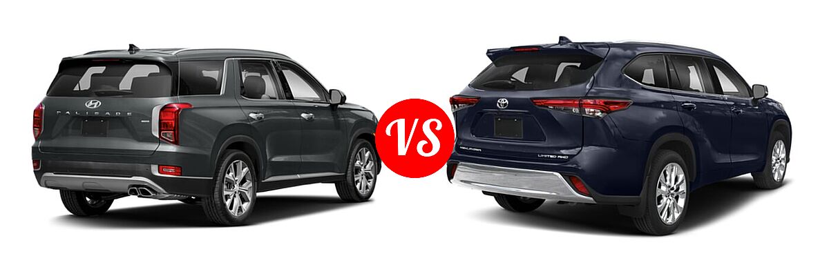 2020 Hyundai Palisade SUV SEL vs. 2020 Toyota Highlander SUV Limited - Rear Right Comparison