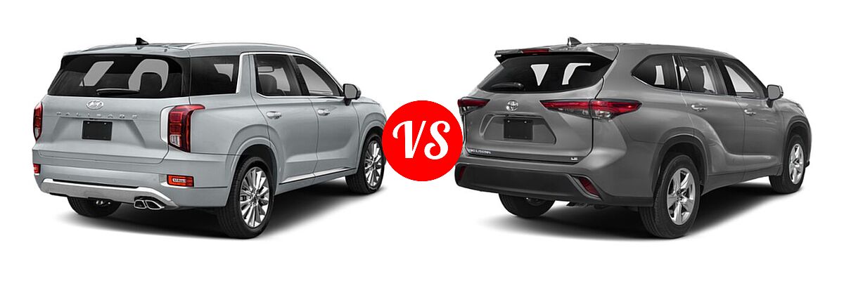 2020 Hyundai Palisade SUV Limited vs. 2020 Toyota Highlander SUV L / LE - Rear Right Comparison